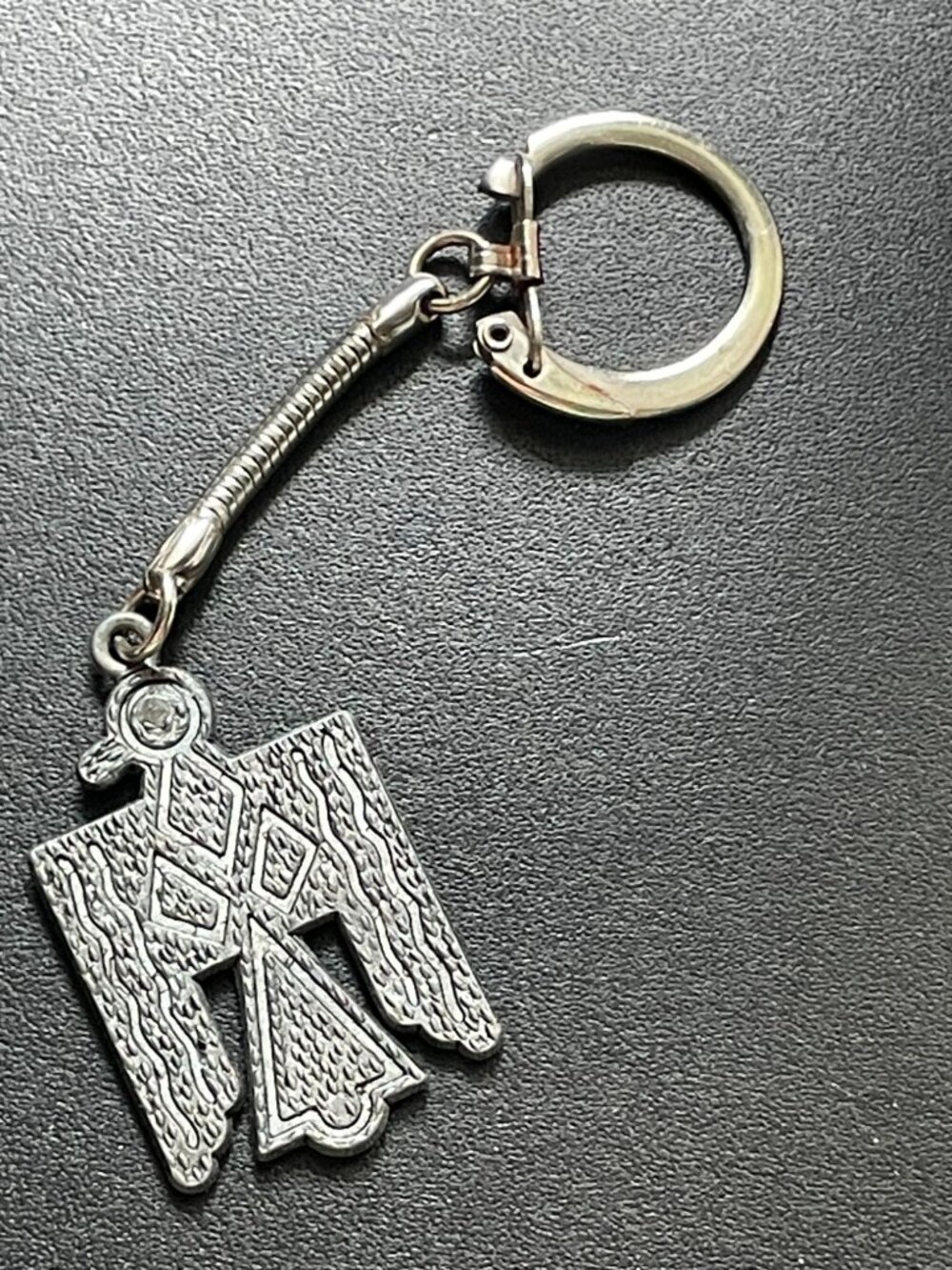 Vintage Silver Tone Southwestern Thunderbird Keychain Flexible Snake Chain